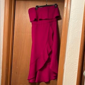 XSCAPE Elegant Strapless Fuscia Dress